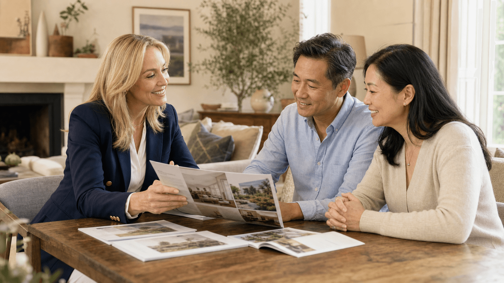 An advisor reviewing senior-care options with a family